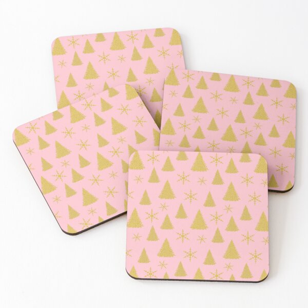 Item preview, Pink and Gold Christmas Trees and Snowflakes designed and sold by Julie Erin Designs.