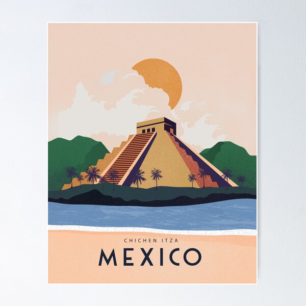 Item preview, Mexico Travel poster Chichen itza designed and sold by Arctic frame studio.