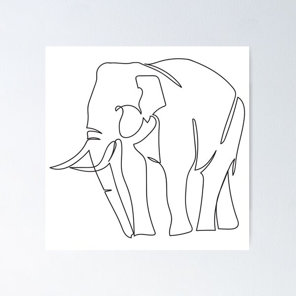 Aperçu de l'œuvre Éléphant de dessin minimaliste une ligne créée et vendue par CamilleIllus.