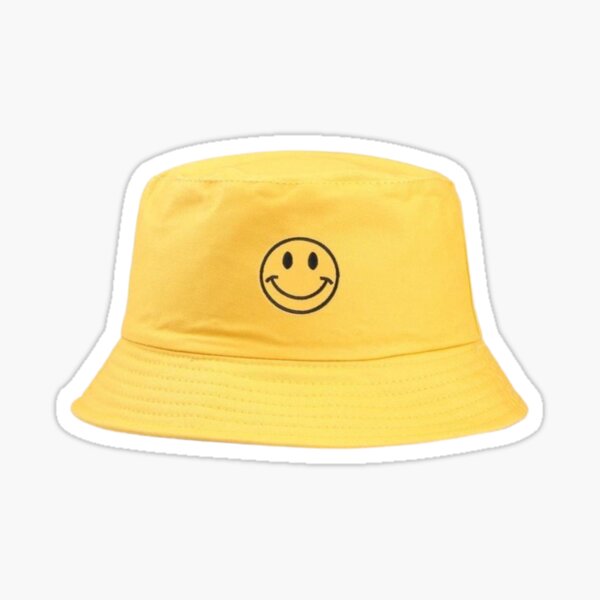 "Bucket Hat Happy Face " Sticker for Sale by HappyFaceCo Redbubble