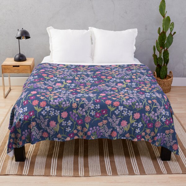 Imaginary Garden in Blue by Tea with Xanthe Throw Blanket