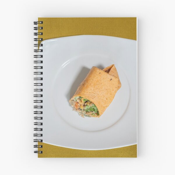 Item preview, Vegetarian wrap served on a white plate resting on a mustard-colored table runner designed and sold by brambillasimone.