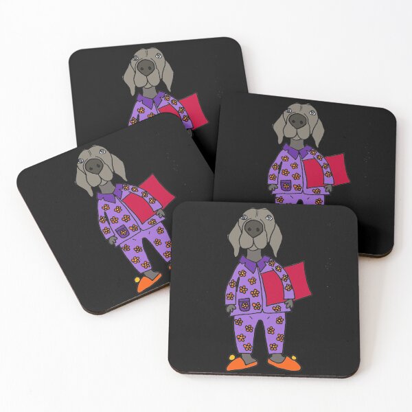 Item preview, Funny Weimaraner Dog wearing Pajamas and Bunny Slippers designed and sold by Nature's Fancy.