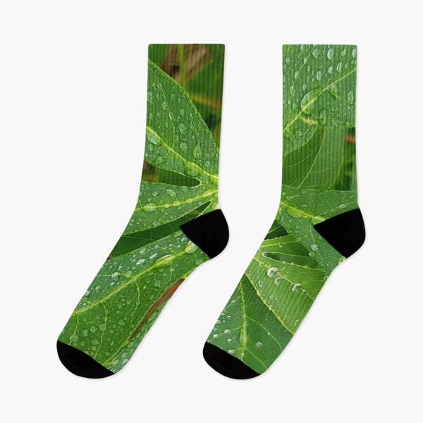 Item preview, Leaves Raindrops Cassava Brazil Rain Green designed and sold by Forestia.