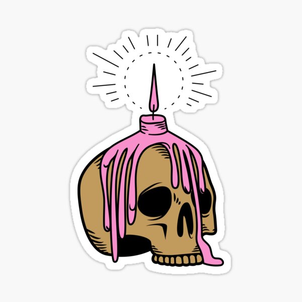 Aperçu de l'œuvre Crâne et bougie Sticker créée et vendue par TheBoxMerch.