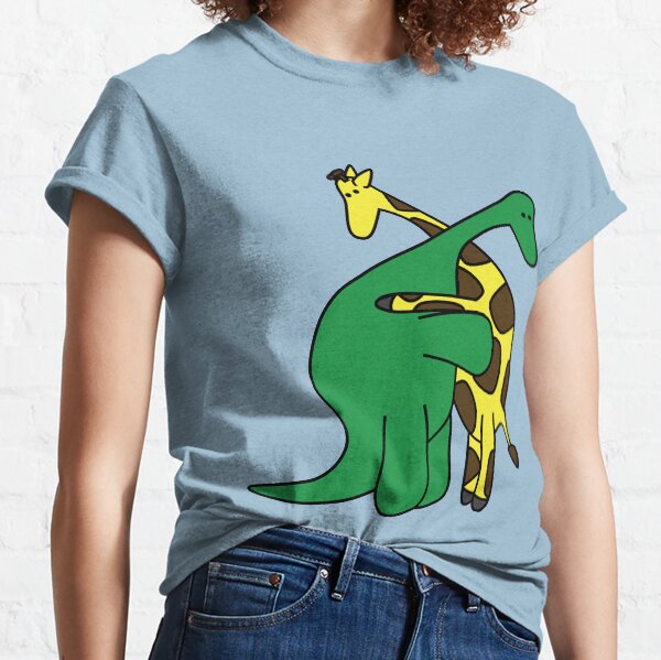 Funny Good Boys Dinosaur Hugging a Giraffe Movie Fan Gift Classic T-Shirt