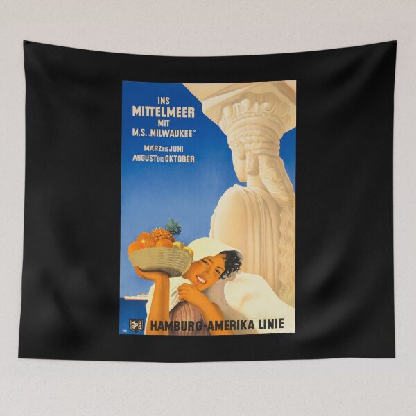Item preview, Ins Mittelmeer retro poster designed and sold by CorasPosters.