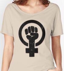 Feministische Raised Fist - Distressed Loose Fit T-Shirt