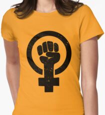 Feminist Raised Fist - Distressed Women's Fitted T-Shirt