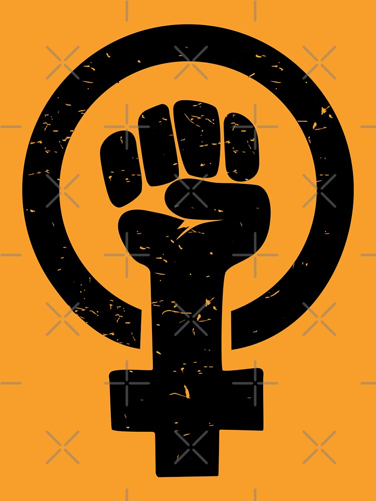 Puño levantado feminista: angustiado de feministshirts