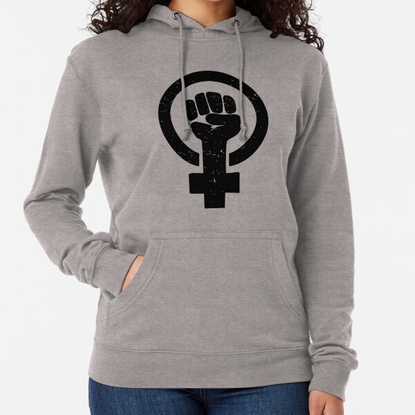 Feminist Raised Fist - Distressed Lightweight Hoodie