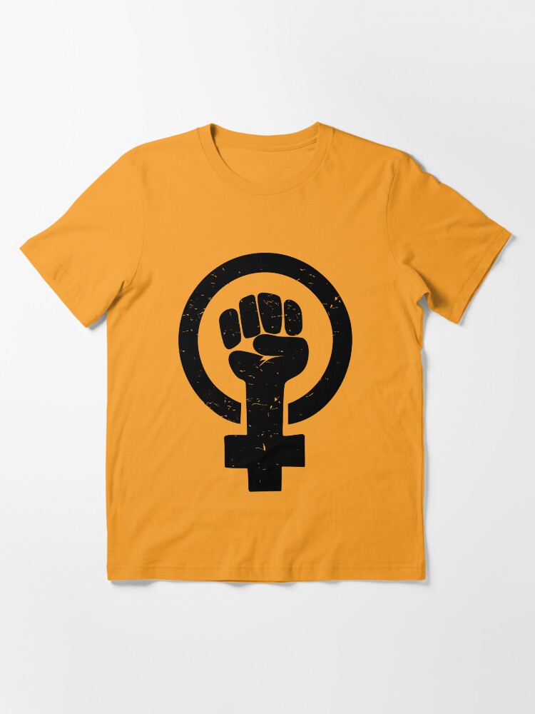 Alternate view of Feminist Raised Fist - Distressed Essential T-Shirt