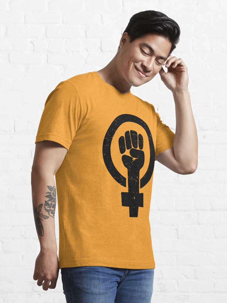 Alternate view of Feminist Raised Fist - Distressed Essential T-Shirt