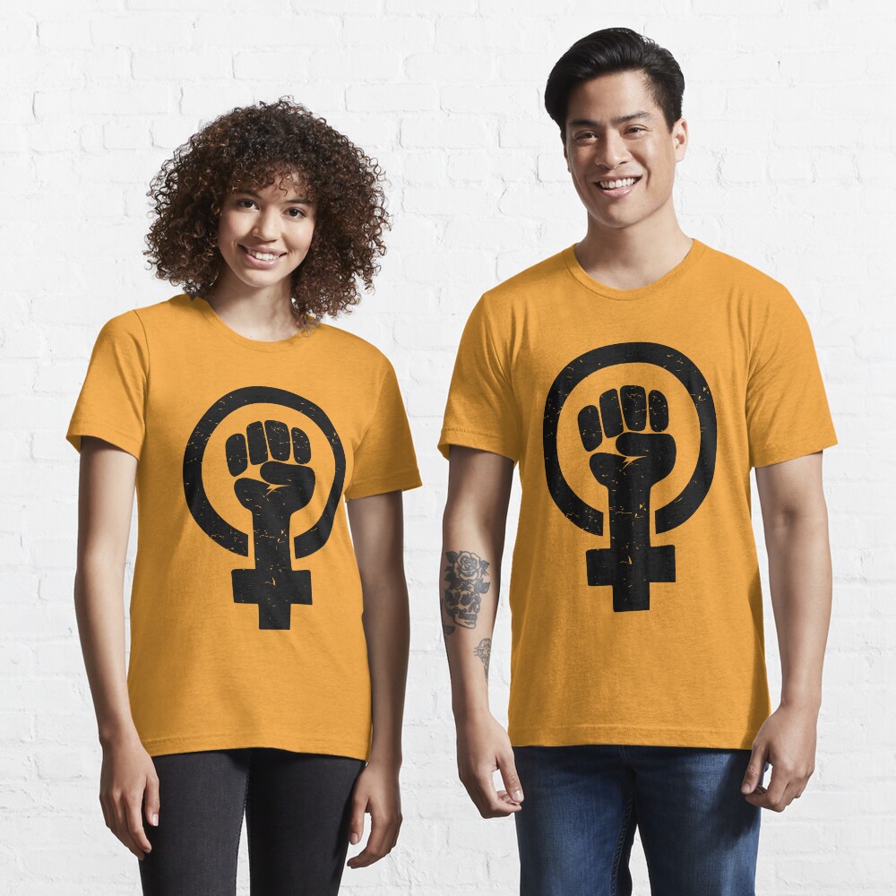 Feminist Raised Fist - Distressed Essential T-Shirt
