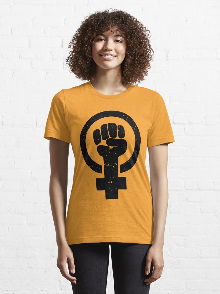 Alternate view of Feminist Raised Fist - Distressed Essential T-Shirt