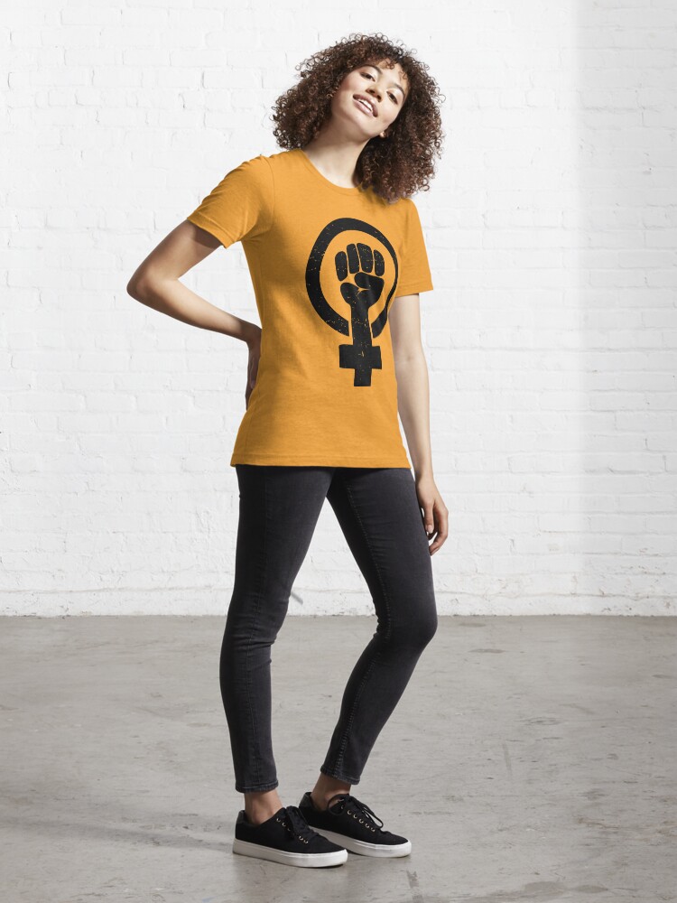 Alternate view of Feminist Raised Fist - Distressed Essential T-Shirt