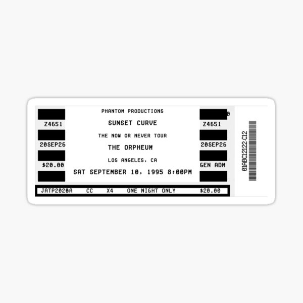 sunset curve. concert ticket. Sticker