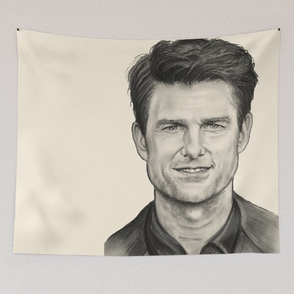 Item preview, Tommy Impossible original charcoal portrait drawing cream beige  designed and sold by GittaG74.
