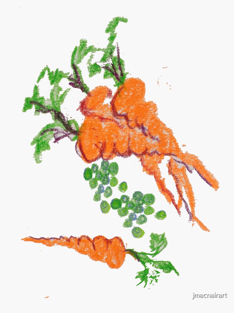 "Peas and Carrots" Sticker for Sale by jmacnairart Redbubble