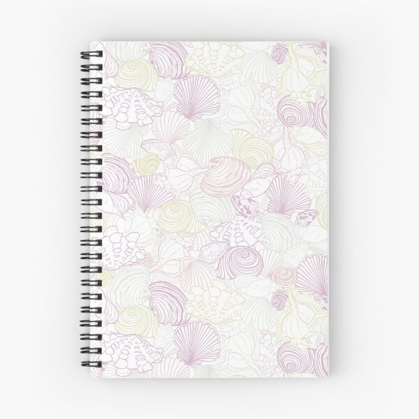 Item preview, Vector white repeat pattern with variety of overlaping seashells. Romantic pink and purple pastel theme. designed and sold by jamiesoondesign.