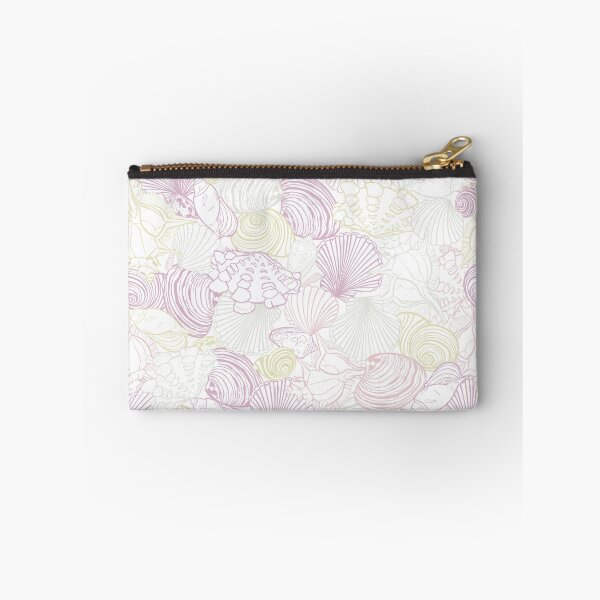Item preview, Vector white repeat pattern with variety of overlaping seashells. Romantic pink and purple pastel theme. designed and sold by jamiesoondesign.