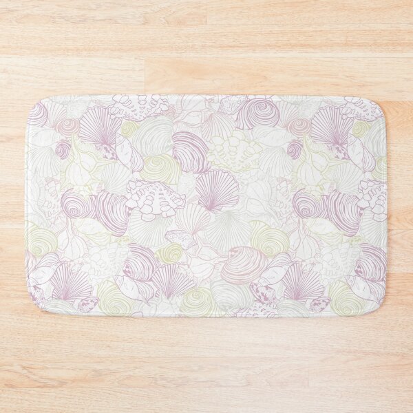 Item preview, Vector white repeat pattern with variety of overlaping seashells. Romantic pink and purple pastel theme. designed and sold by jamiesoondesign.