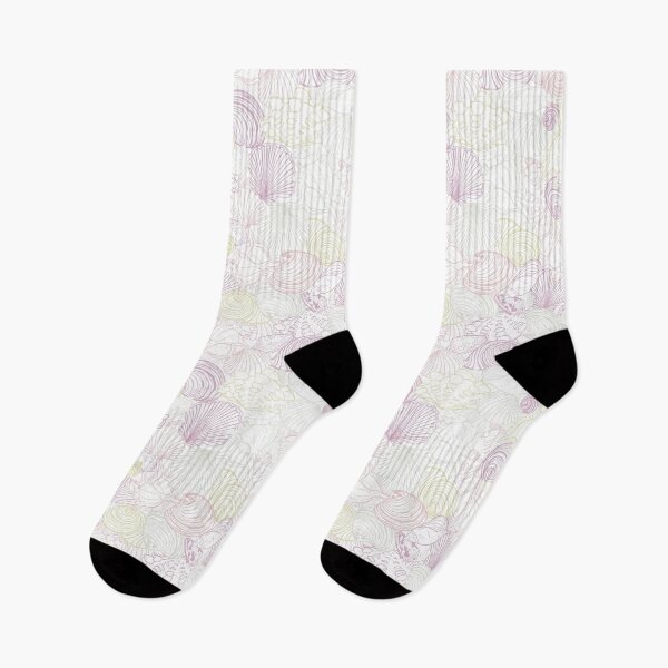 Item preview, Vector white repeat pattern with variety of overlaping seashells. Romantic pink and purple pastel theme. designed and sold by jamiesoondesign.