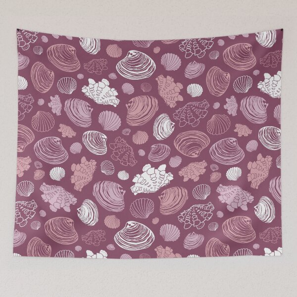 Item preview, Vector purple repeat pattern with variety of clam seashells.  designed and sold by jamiesoondesign.