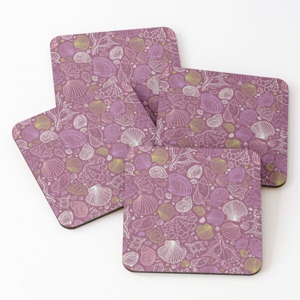 Item preview, Vector purple repeat pattern with variety of seashell outlines designed and sold by jamiesoondesign.