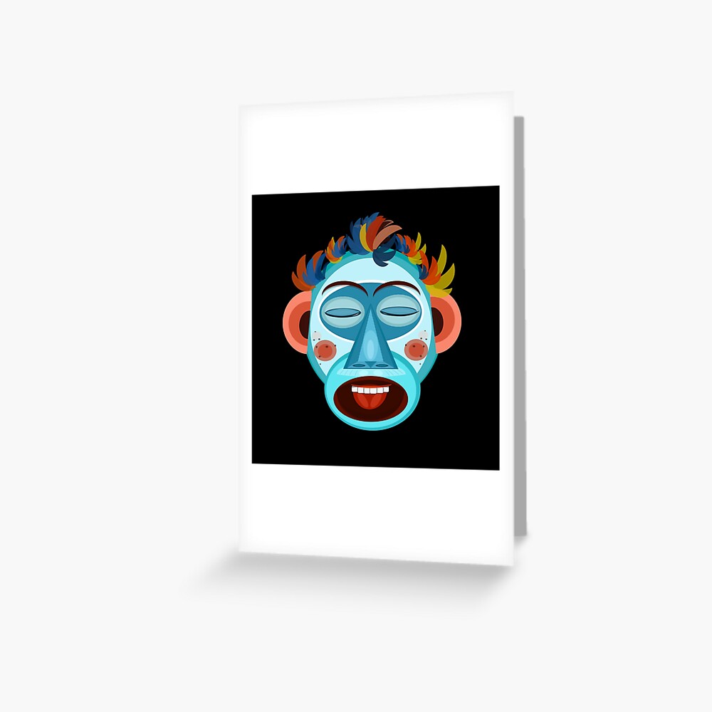 MONKEY - SINGS - Black Greeting Card