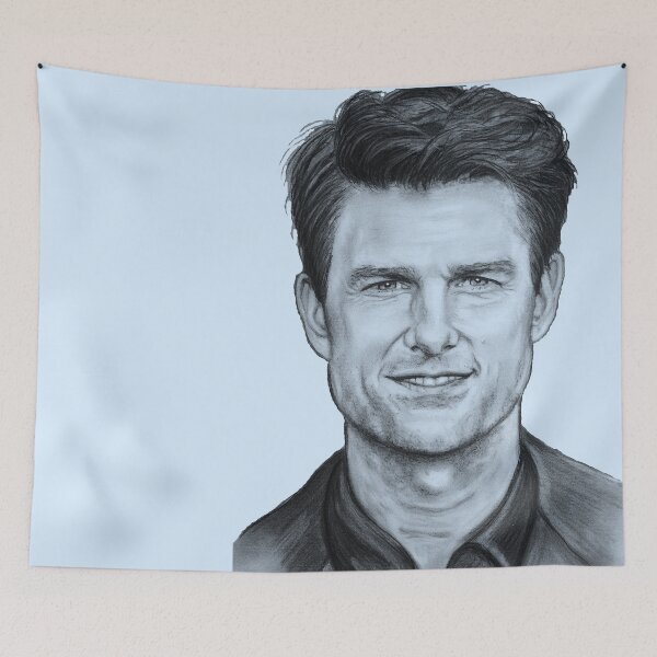 Item preview, Tommy Impossible original charcoal portrait drawing light blue   designed and sold by GittaG74.