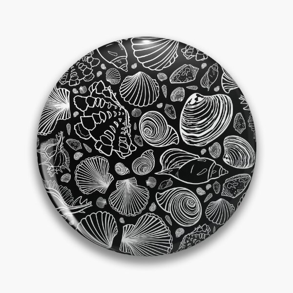 Item preview, Vector black and white repeat pattern with variety of seashells. designed and sold by jamiesoondesign.