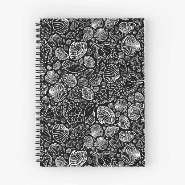 Item preview, Vector black and white repeat pattern with variety of seashells. designed and sold by jamiesoondesign.