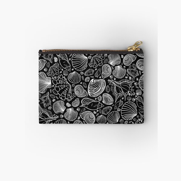 Item preview, Vector black and white repeat pattern with variety of seashells. designed and sold by jamiesoondesign.