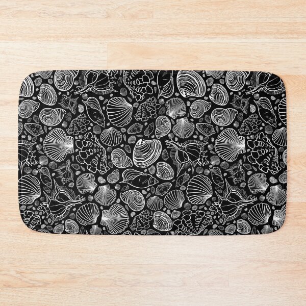 Item preview, Vector black and white repeat pattern with variety of seashells. designed and sold by jamiesoondesign.