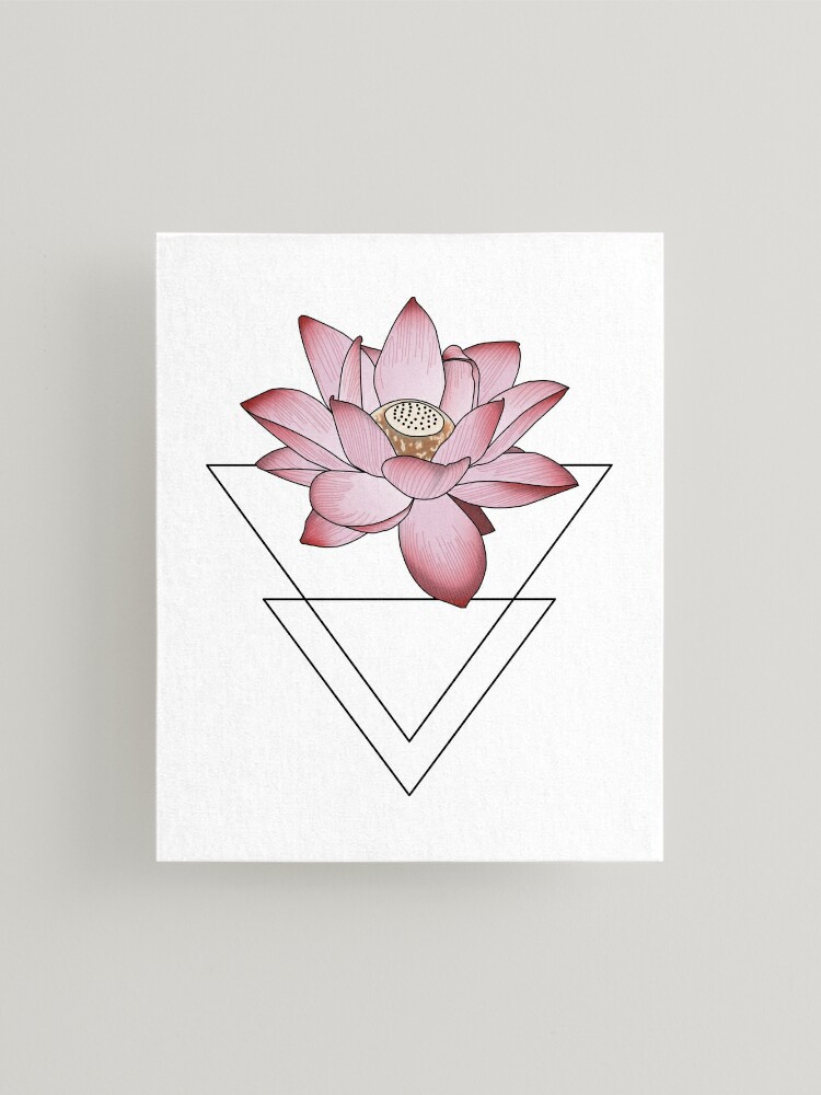 Pink Japanese Lotus Flower with Triangles, Minimalist Tattoo Yoga Style  Mounted Print for Sale by Koalaslifestyle