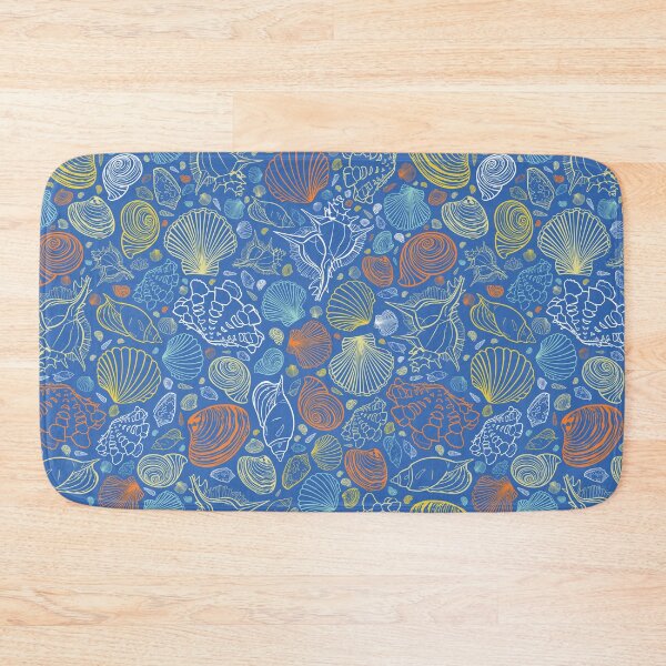 Item preview, Vector blue repeat pattern with variety of colourful seashells.  designed and sold by jamiesoondesign.