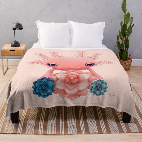 Axolotl Bedding Set Pink and Blue Axolotl Pattern Kawaii Twin