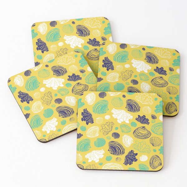 Item preview, Vector yellow repeat pattern with variety of clam seashells.  designed and sold by jamiesoondesign.