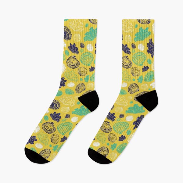 Item preview, Vector yellow repeat pattern with variety of clam seashells.  designed and sold by jamiesoondesign.