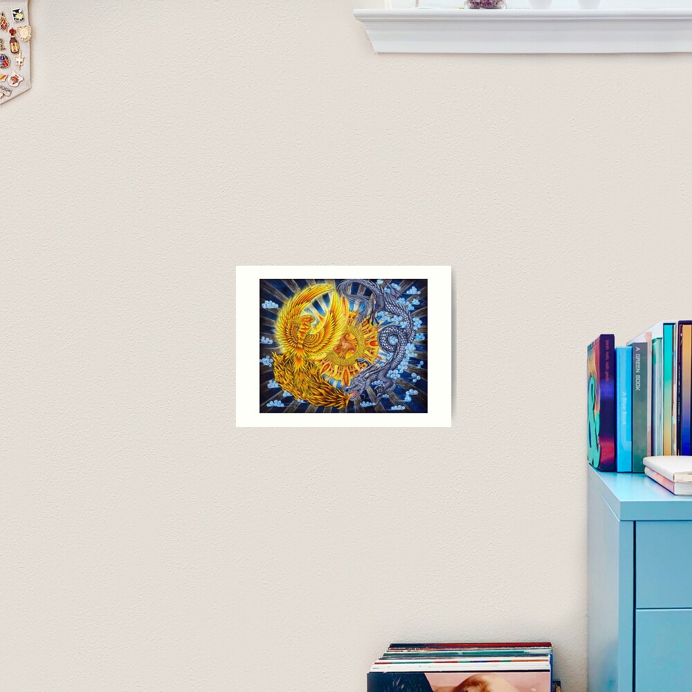 Chinese Phoenix and Dragon Mandala Art Print
