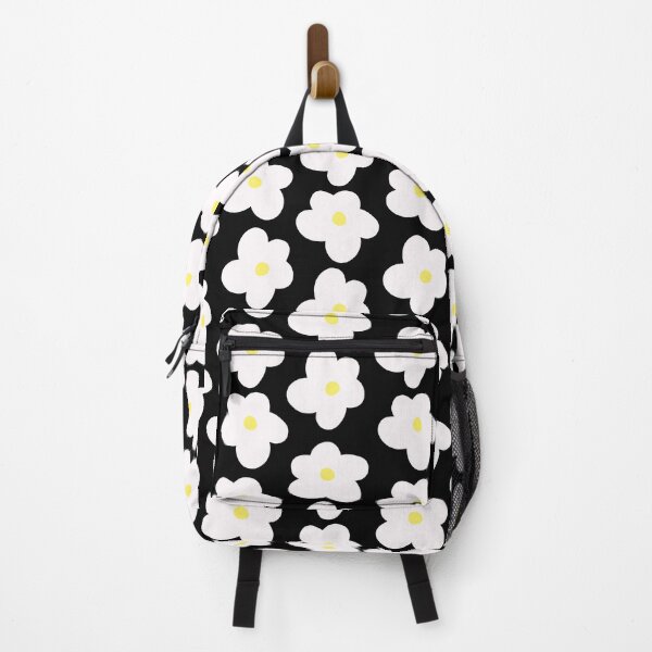 Item preview, White Flowers With Yellow Centers Black Background designed and sold by SofiaSava01.