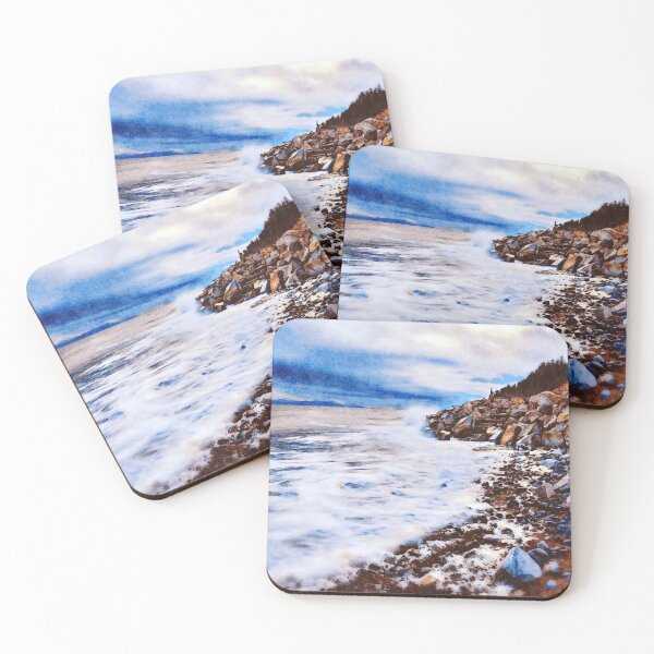 Item preview, Rocky Beach Ocean Shore Watercolor Painting designed and sold by DebiPhillips.