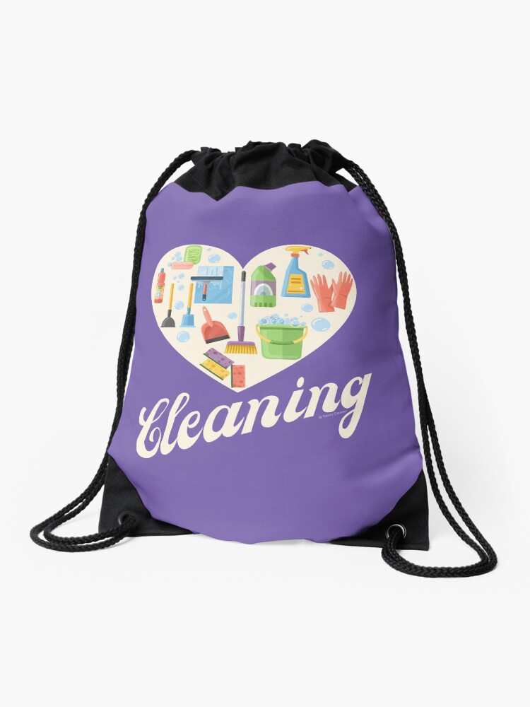 Thumbnail 1 of 3, Drawstring Bag, Heart Cleaning, Cleaning Crew Gifts, Motivation Inspiration Graphic designed and sold by SavvyCleaner.