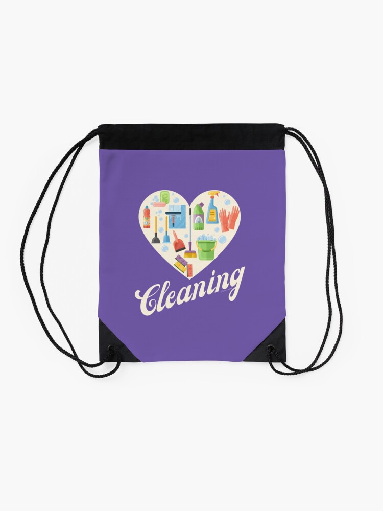Thumbnail 2 of 3, Drawstring Bag, Heart Cleaning, Cleaning Crew Gifts, Motivation Inspiration Graphic designed and sold by SavvyCleaner.
