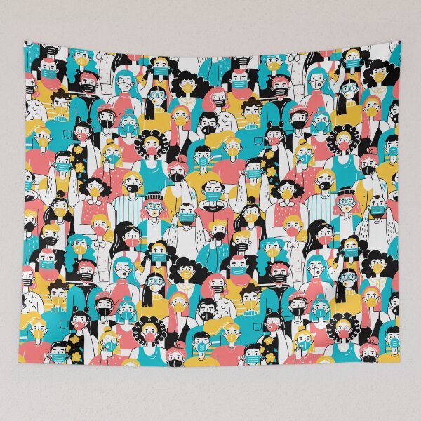 Item preview,  Community Wearing Masks designed and sold by Artcraft-Ink.