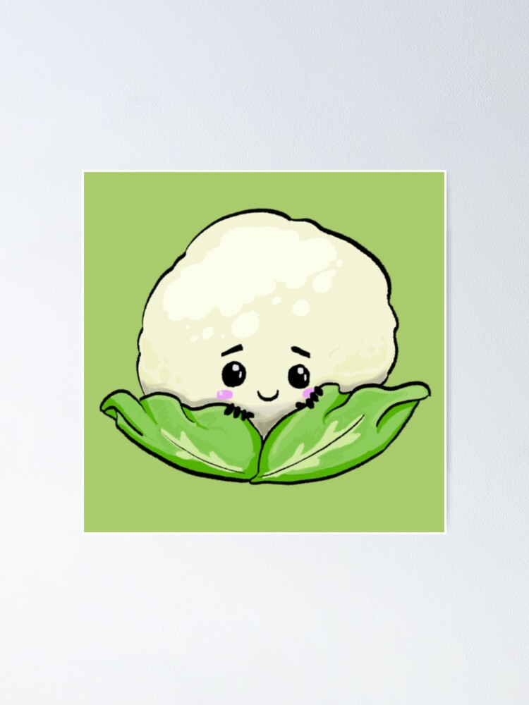 Poster Bebe Chou Fleur Kawaii Veggie Par Fun4thebrain Redbubble