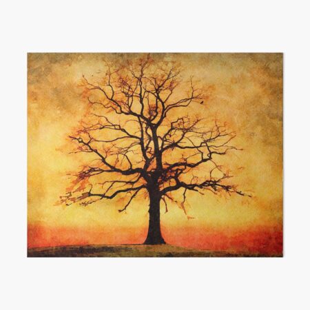 Watercolor Autumn Tree Silhouette Painting Art Board Print for