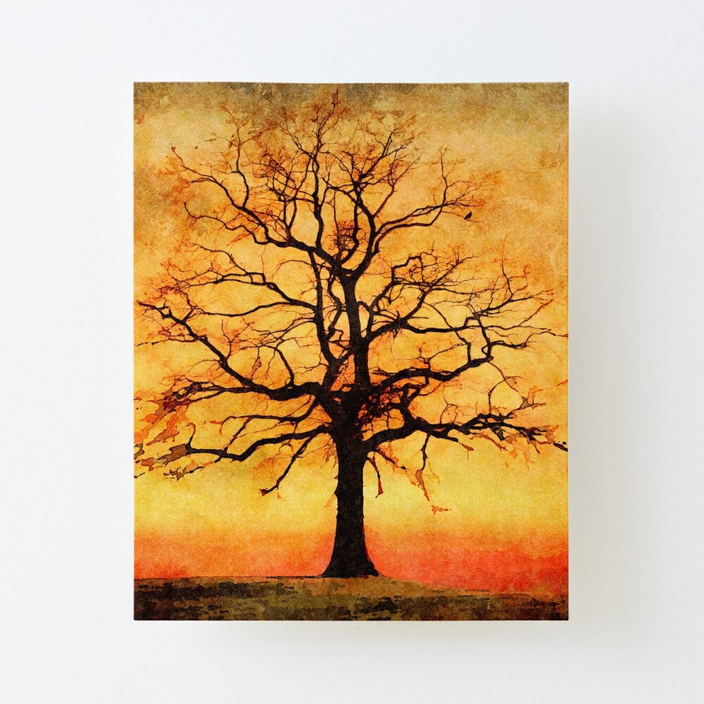 Watercolor Autumn Tree Silhouette Painting Art Board Print By Debiphillips Redbubble