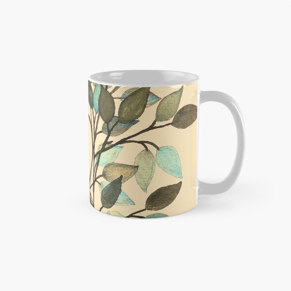 Item preview, Leaves branches II watercolor painting blue dark yellow  designed and sold by GittaG74.